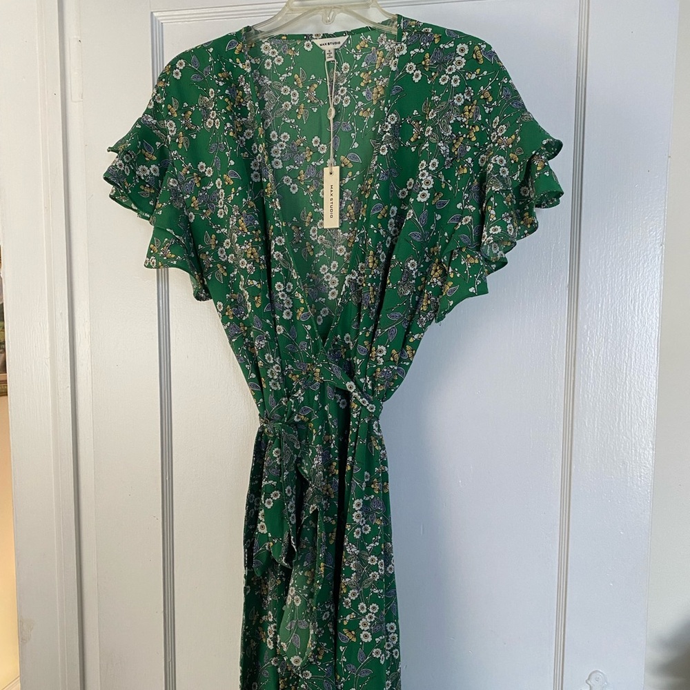 MAX STUDIO Floral Green Maxi Dress